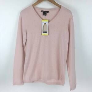 NEW DKNY women's rhinestone embellished sweater in pink